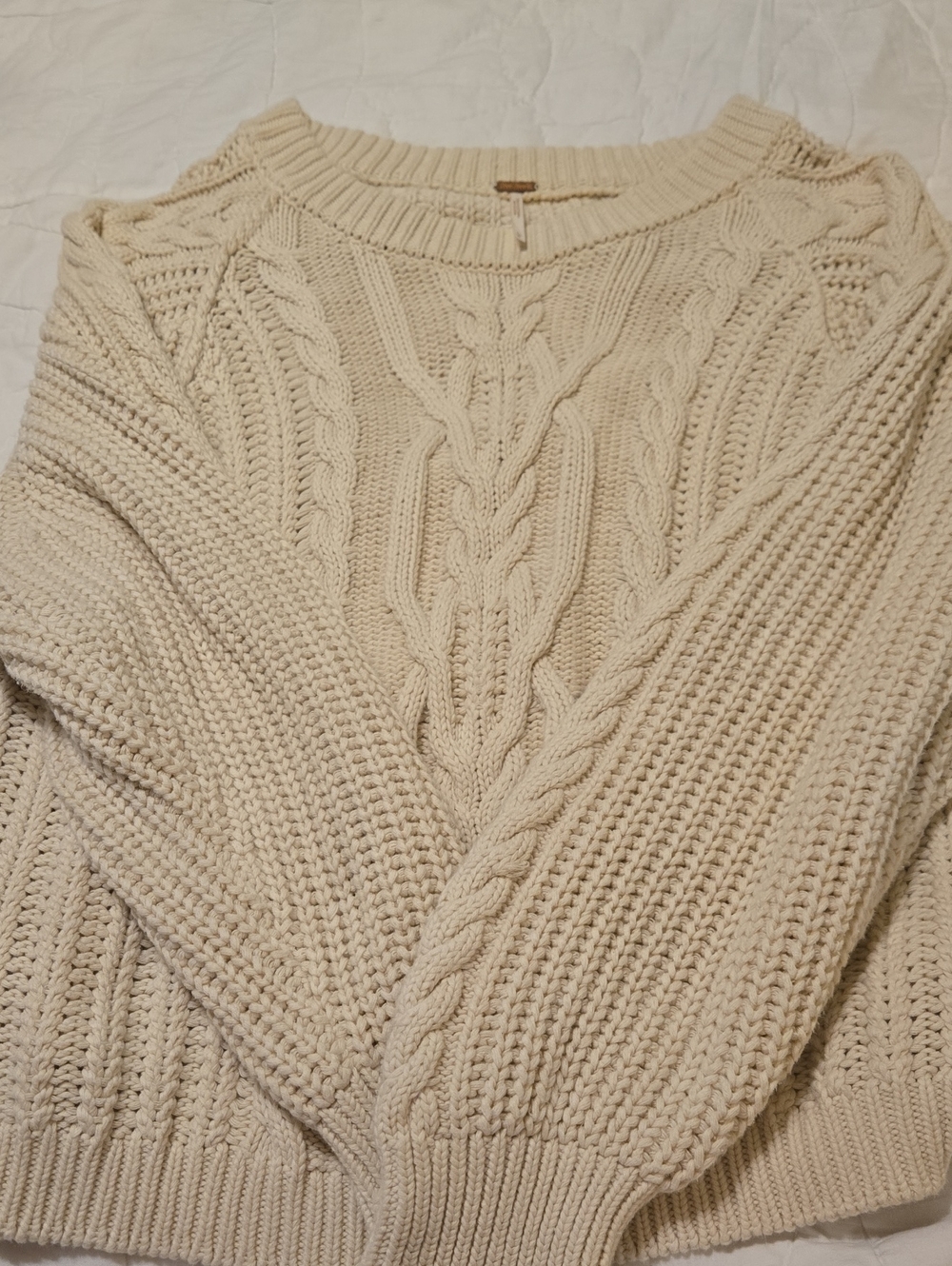 Free People Cream Cable Knit Sweater